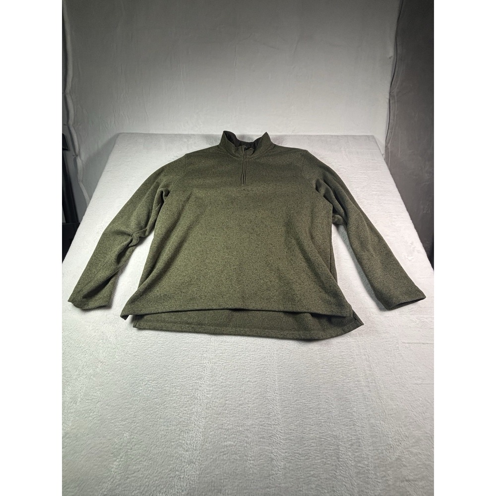 Wrangler Authentics Pullover Mens 2XL Olive Green Fleece Quarter Zip Sweater